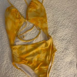 Yellow Tie-Dye One-Piece Swimsuit - Women